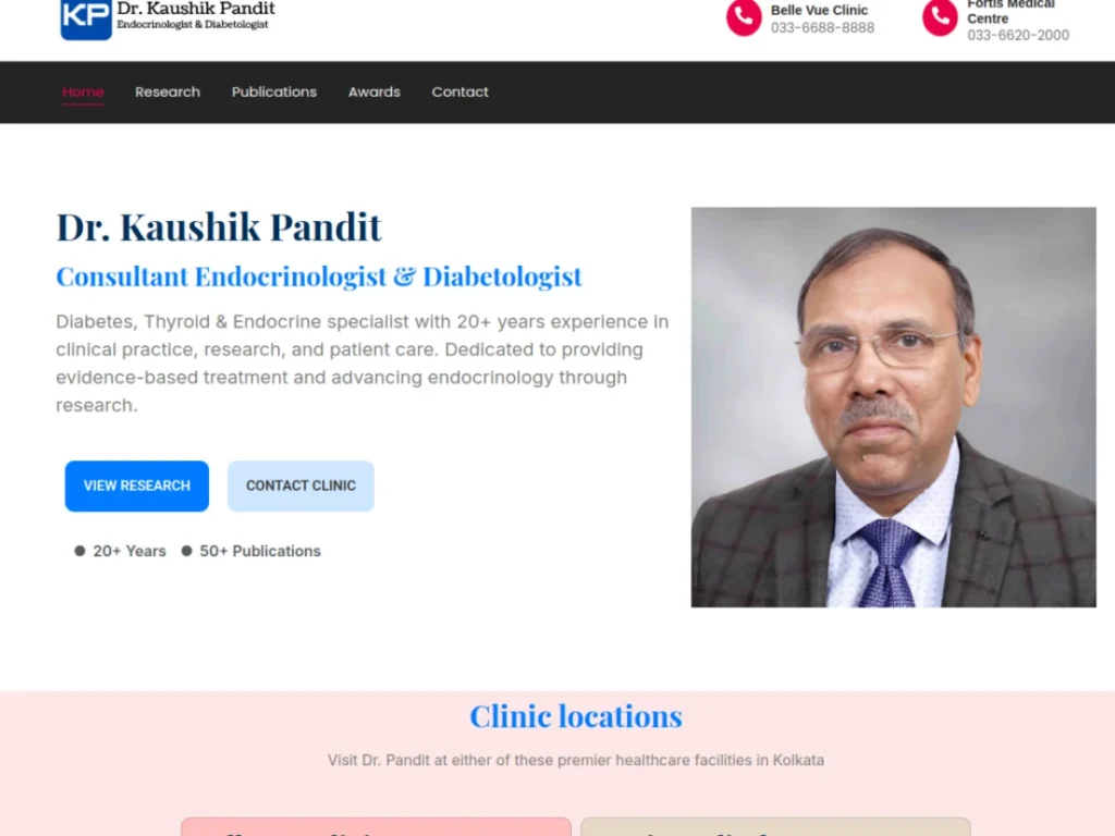 Dr Kaushik Pandit website designed by Ideestep