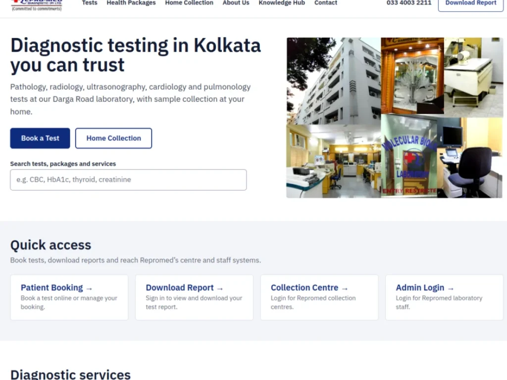 Repromed Diagnostic website designed by Ideestep